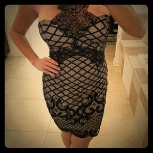 Sexy black and tan dress